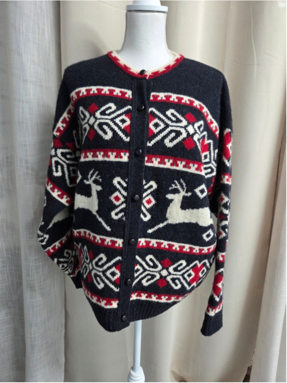 Lands' End Reindeer Nordic Scandinavian Cozy Fair Isle Festive Yuletide
